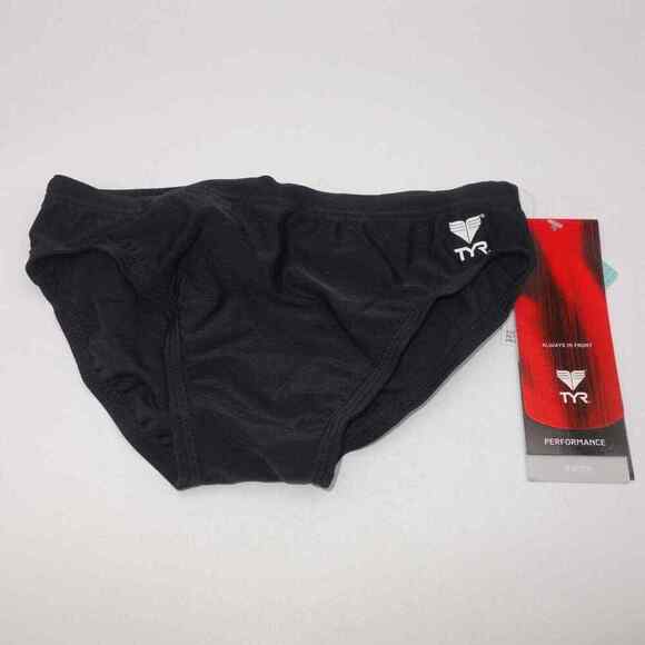 NEW TYR Male Competition Solid Racer Brief Swimsuit BLACK Size 26 - Picture 2 of 9